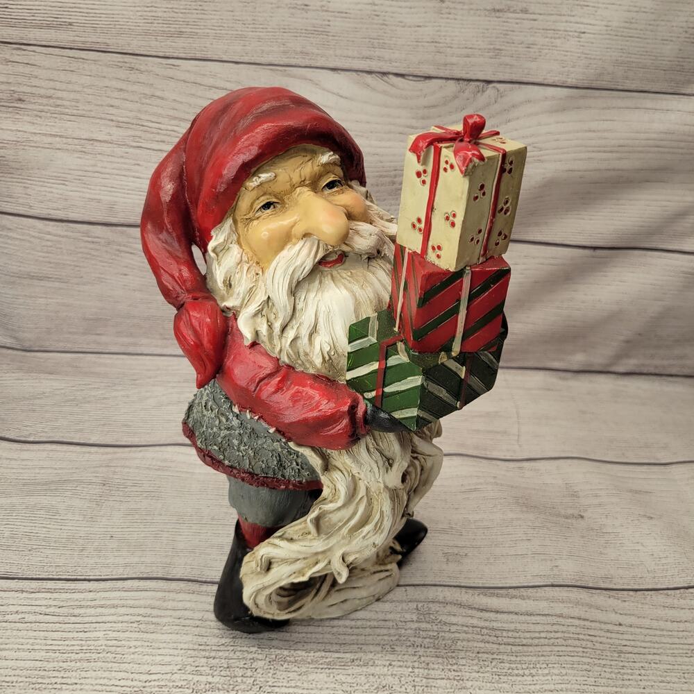 Santa With Stack of Packages Figurine 10" Tall